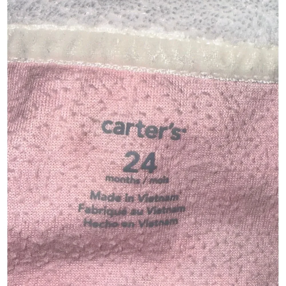 Carters 24 Months Pink Hearts Fleece One Piece Pajamas Sleepwear Outfit